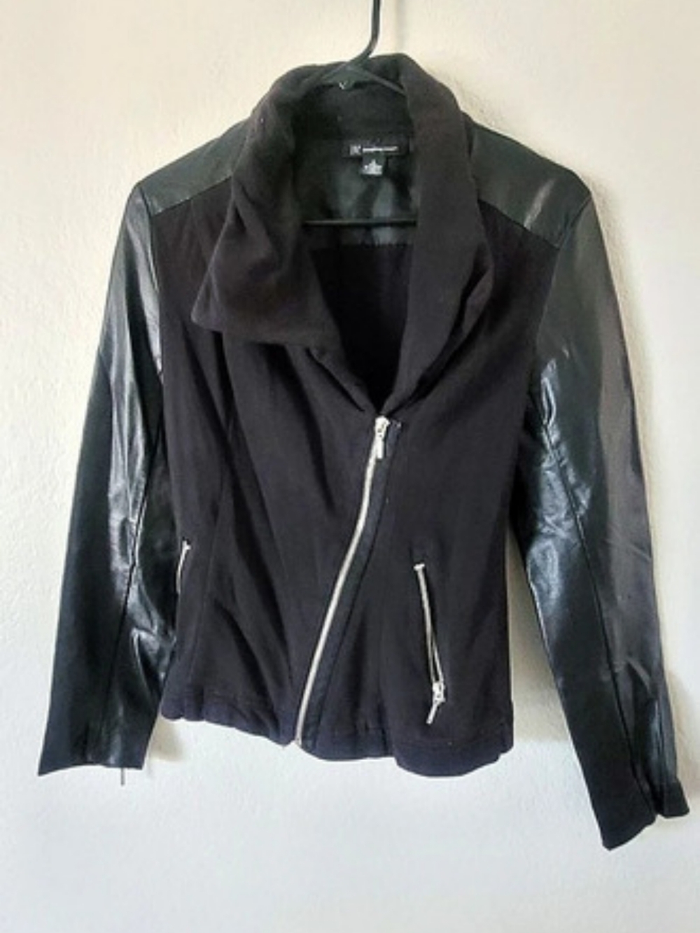 INC International Concepts Women's Black Leather Moto Jacket
